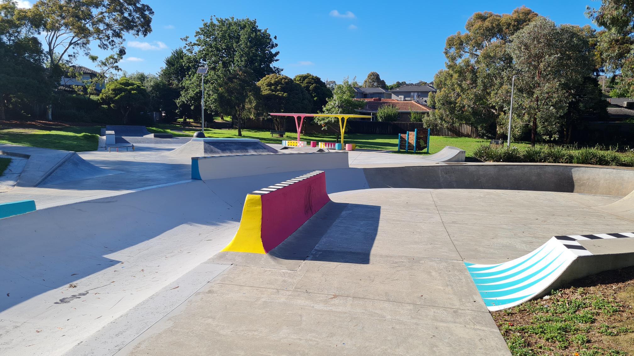 Photo of the new colourful skate facility